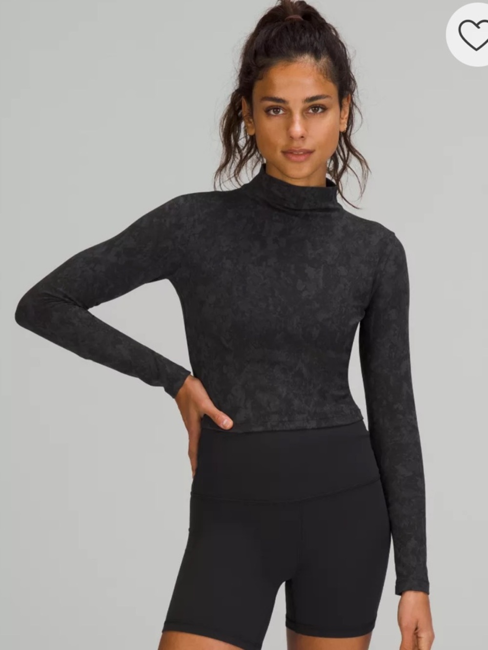 lululemon athletica Black Subtle Pattern Mock Neck Long-Sleeve Top